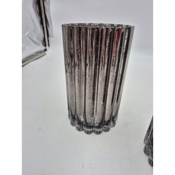 Illuminated Mercury Glass Hurricanes by Valerie 8' set of 2 Midnight - Picture 5 of 11